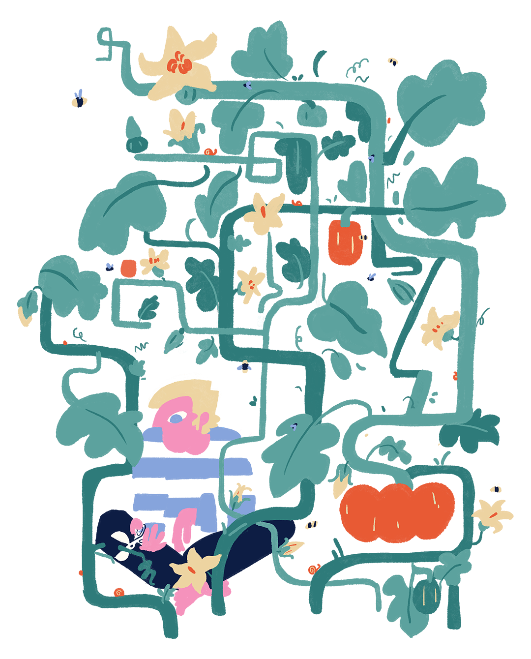 Editorial illustration. Handmade illustration in colored pencils. Hobbies. Geometric. Stylized illustration. Illustration Portugal. Illustração porto, portugal.