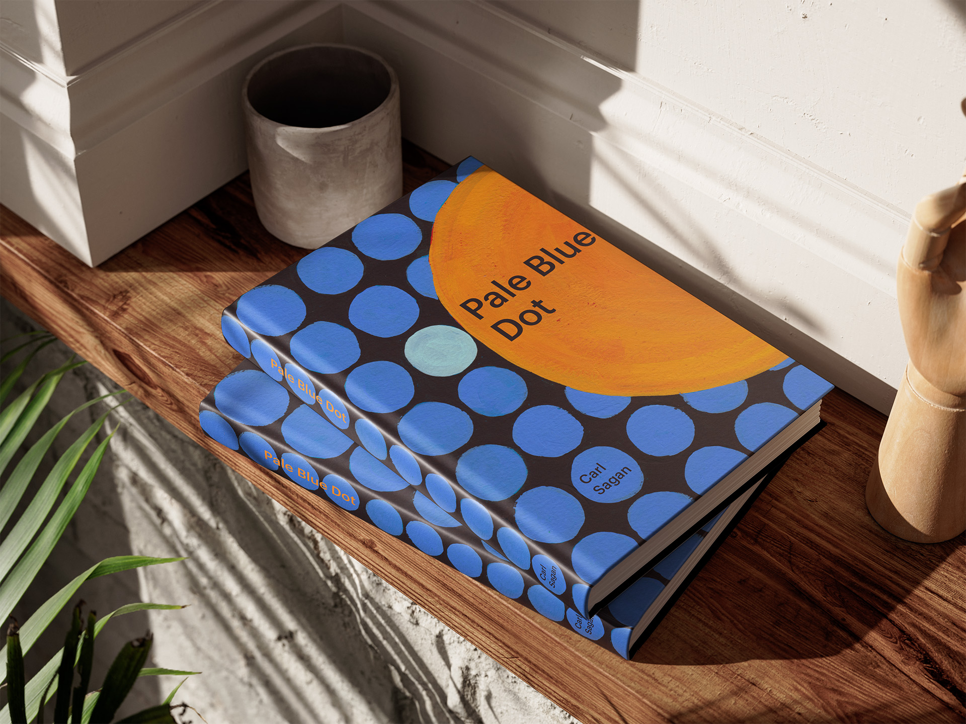 Book Cover for "A Pale blue dot" by Carl Sagan. Hand painted abstract illustration for scientific book. Independent book covers.