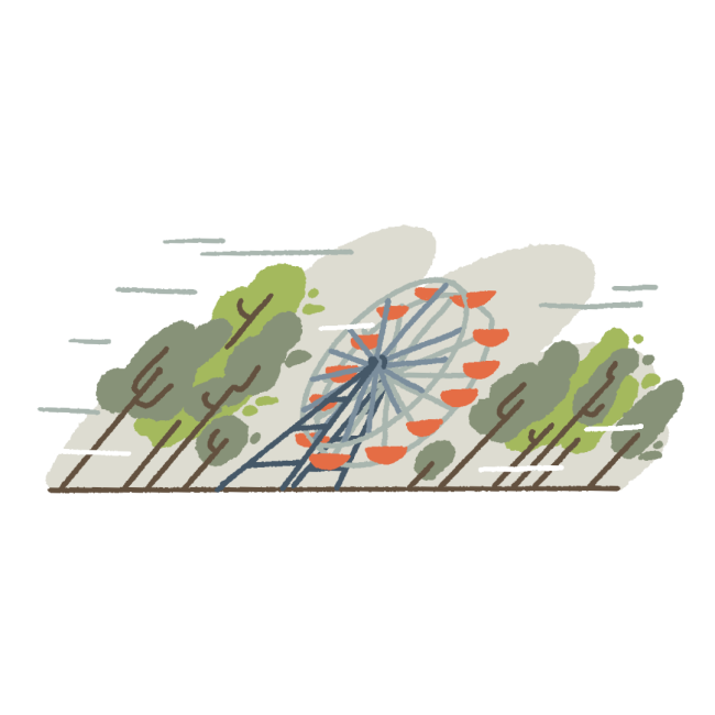 Illustration about the consequences of global warming in storms that are getting more and more destructive. This drawing is featuring a ferris wheel, inspired by one of the actual damages of the storm in the Center of Portugal.
