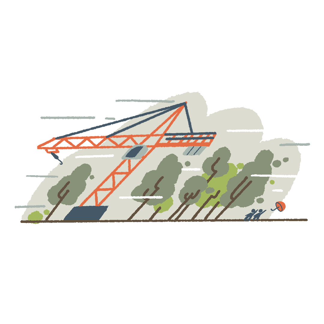 Illustration about the consequences of global warming in storms that are getting more and more destructive. This drawing is featuring a building crane, inspired by one of the actual damages of the storm in the Center of Portugal.