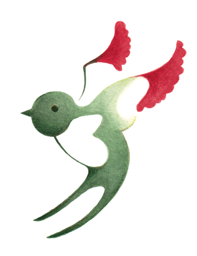 A swallow (andorinha) with wings of red carnations, a symbol of freedom in Portugal.